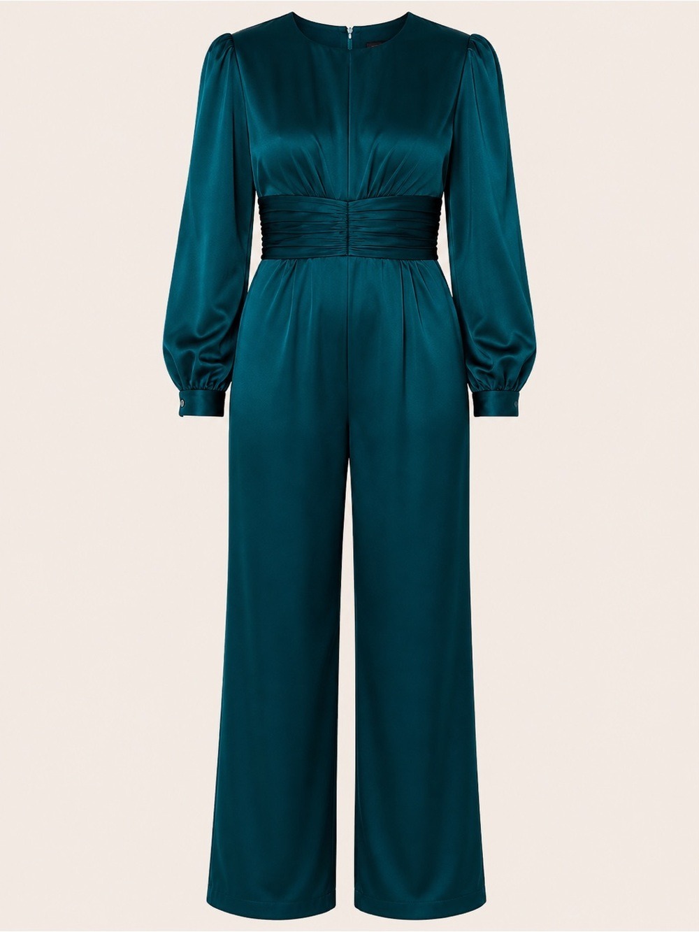 Ieena Mac Duggal Blue Satin Jumpsuit Size 10 - Picture 9 of 10